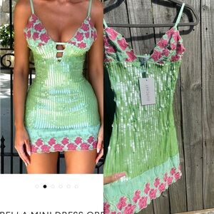 Outcast Green and Pink Sequin Mini Dress